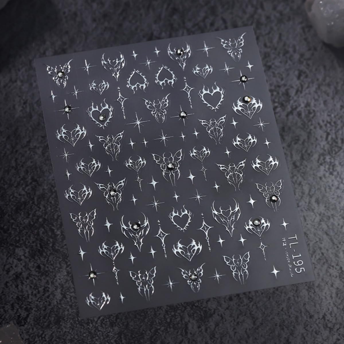 5D Embossed Nail Sticker Sliver Butterfly Star Heart Nail Art Sticker Self Adhesive Nail Decals Bling Rhinestones Nail Art for Women Manicure Supplies Nails Art Decorations