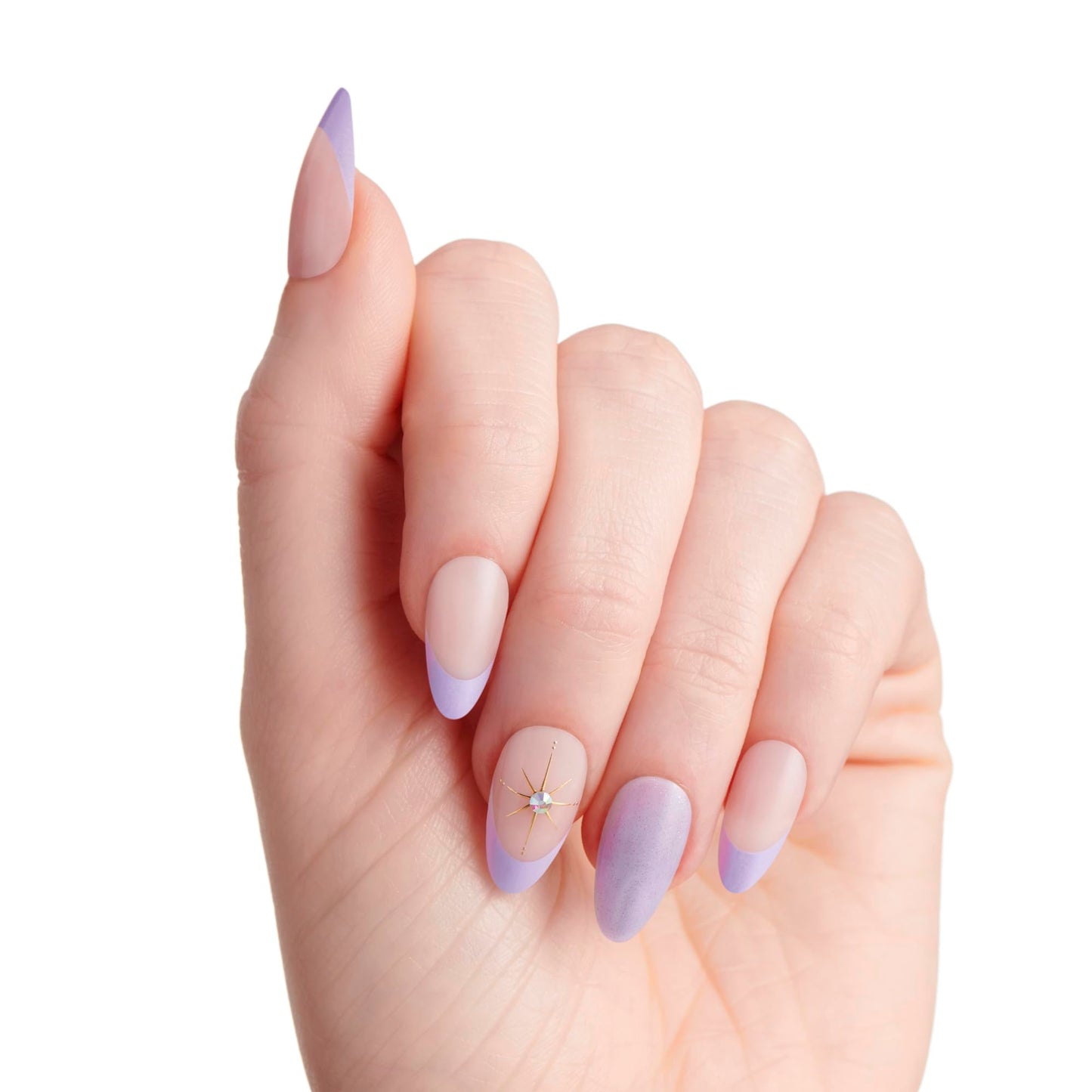 KISS X WICKED: FOR GOOD Press On Nails Almond, ‘Find Your Courage’, Purple, Medium, Waterproof, Chip Proof, Smudge Proof, 28 Fake Nails, Pink Gel Nail Glue (2g), Mini Nail File, & Manicure Stick