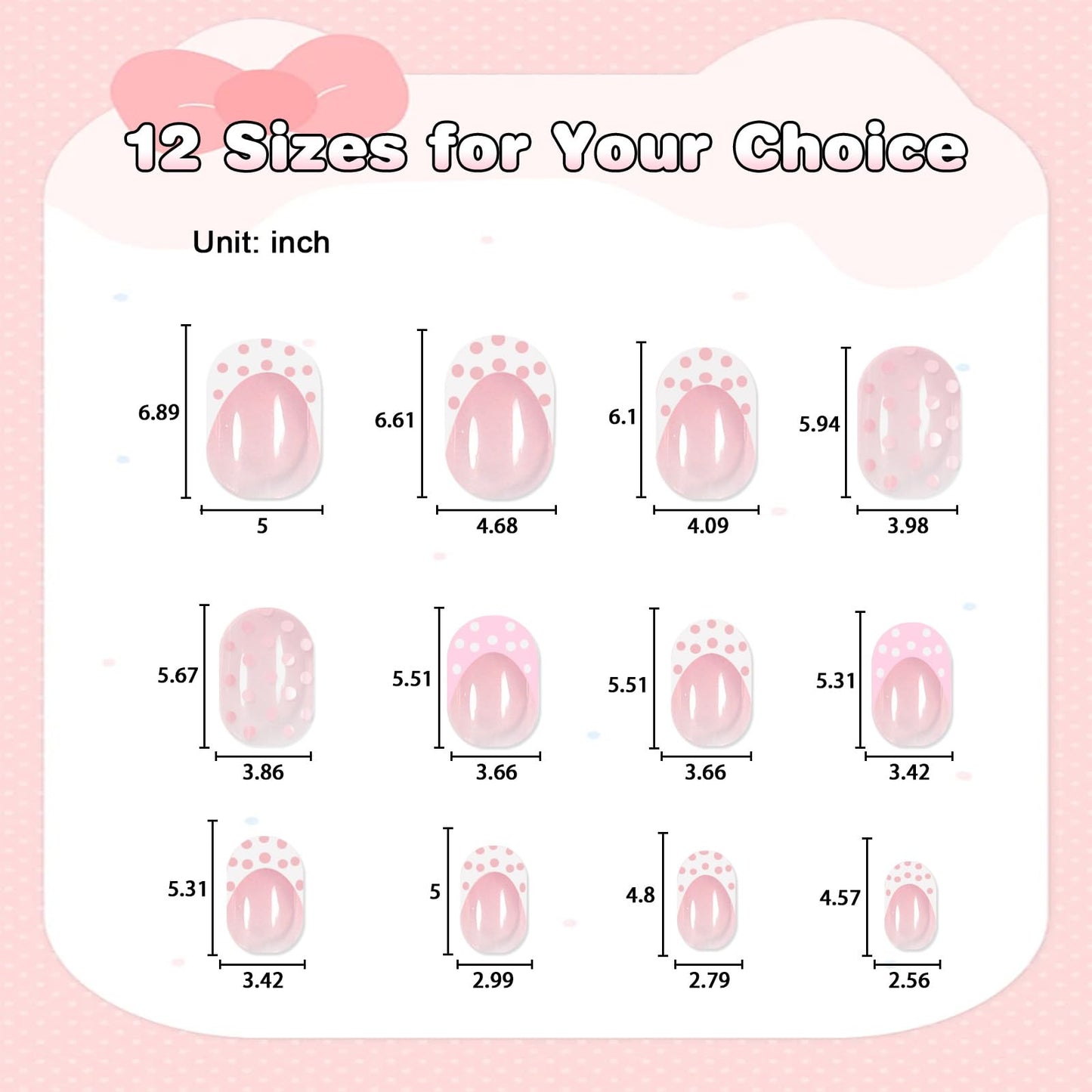 SIUSIO 120pcs 5 Pack Children Acrylic Fake Nails Press on Full Cover Short False Nail Art Kits Set Surprise Gift for Kids Little Girls Women - Polka Dots