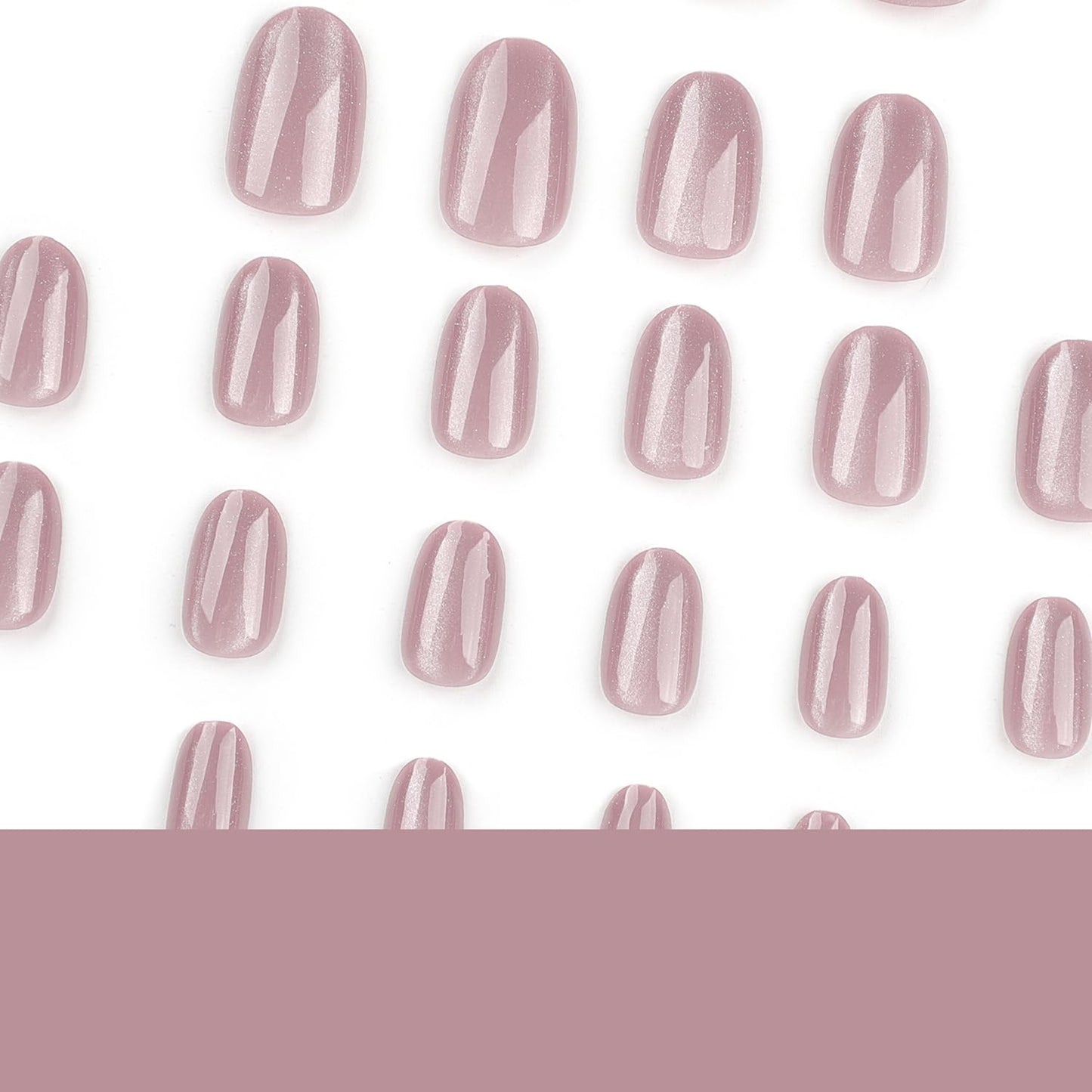 Short Press On Nails Almond Pink Glitter Fake Nails Press Ons With Glitter Design False Nails Glossy Full Cover Stick On Nails Pink Reusable Acrylic Glue On Nail For Women Nail Decorations 24Pcs