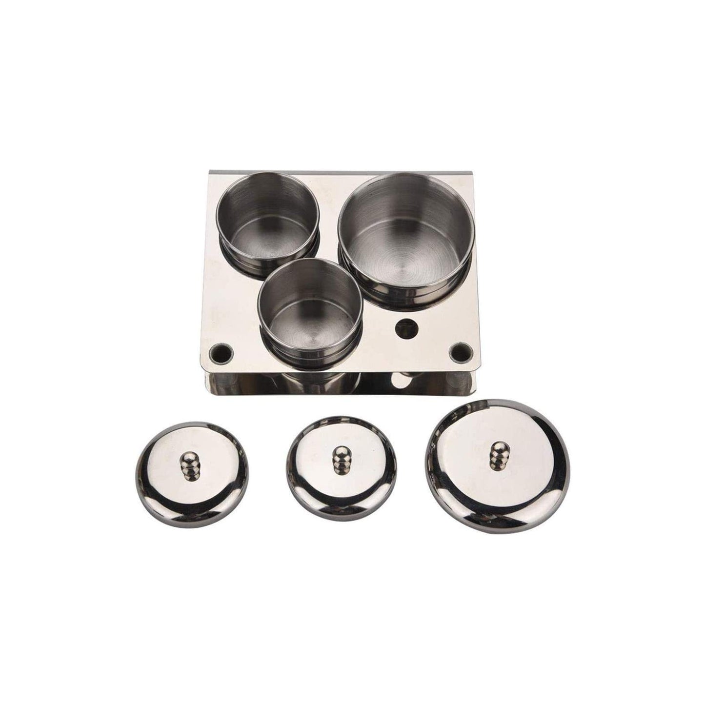3pcs/set Nail Art Powder & Liquid Cup, Stainless Steel Acrylic Nail Tips Cup Dappen Dish Liquid Powder Holder Container