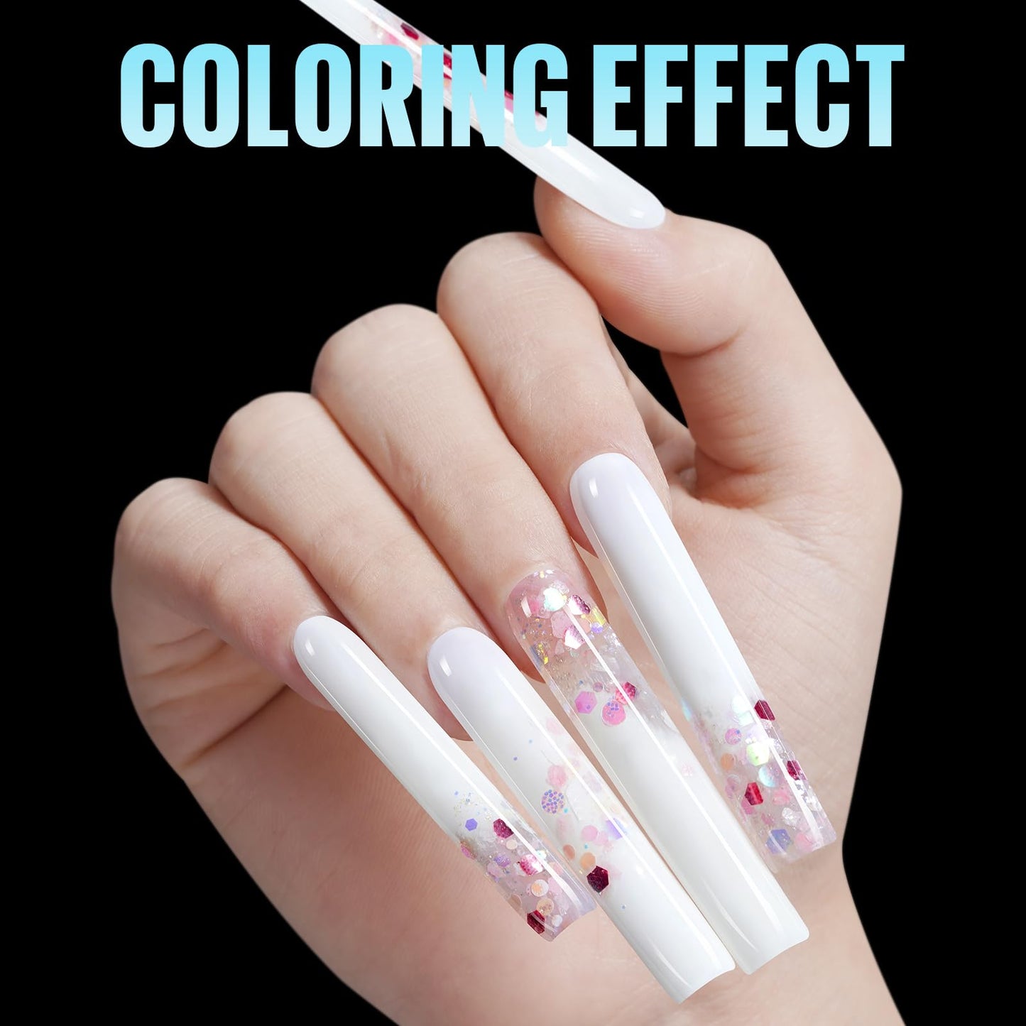 TOMICCA 3XL Extra Long Square Nail Tips No C Curve, 504PCS Half Cover Clear Acrylic False Nails, Straight Flat Fake Nail Tips for Acrylic Gel Manicure, Professional Salon & Home DIY 12 Sizes