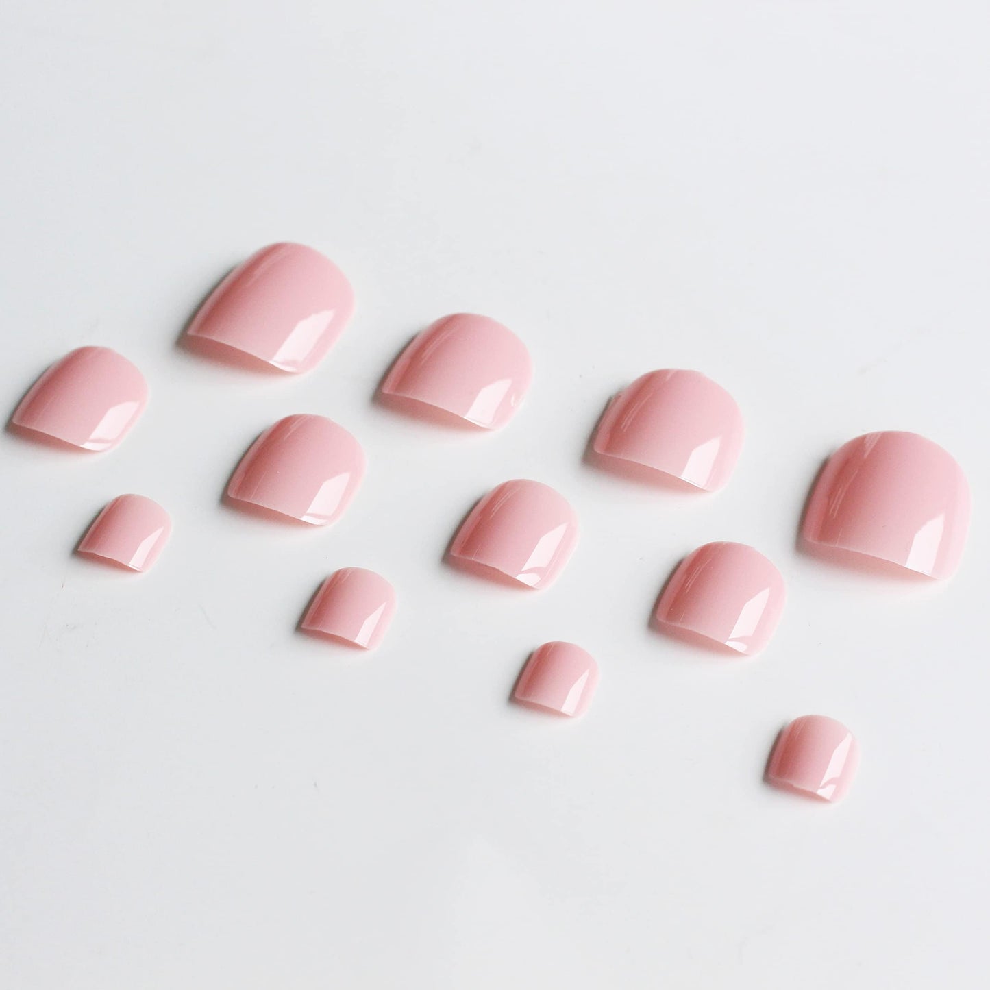 KXAMELIE Light Pink Press on Toes Short Square &Light Pink French Press on Nails Short Almond For Beach Party Daily Decoration in 54 PCS