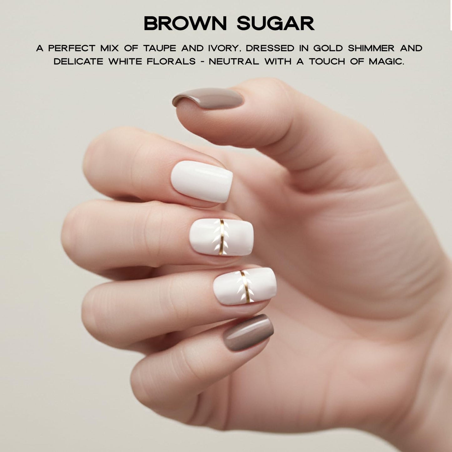 Semi Cured Gel Nail Strips with 30 Pieces – UV Gel Nail Stickers & Nail Wraps, Complete Manicure Kit Includes Prep Pads, Nail File and Wooden Stick, Easy Application, UV Light Required (Brown Sugar)