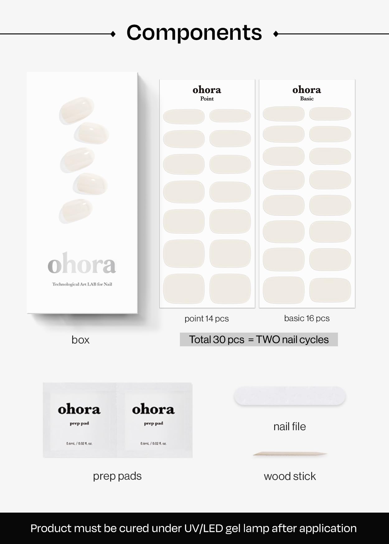 ohora Semi Cured Gel Nail Set of 2 (N Cream Cotton & N Juliet) - Professional Salon-Quality Nail Care - Easy to Use, Comfortable Curing, and Easy to Remove
