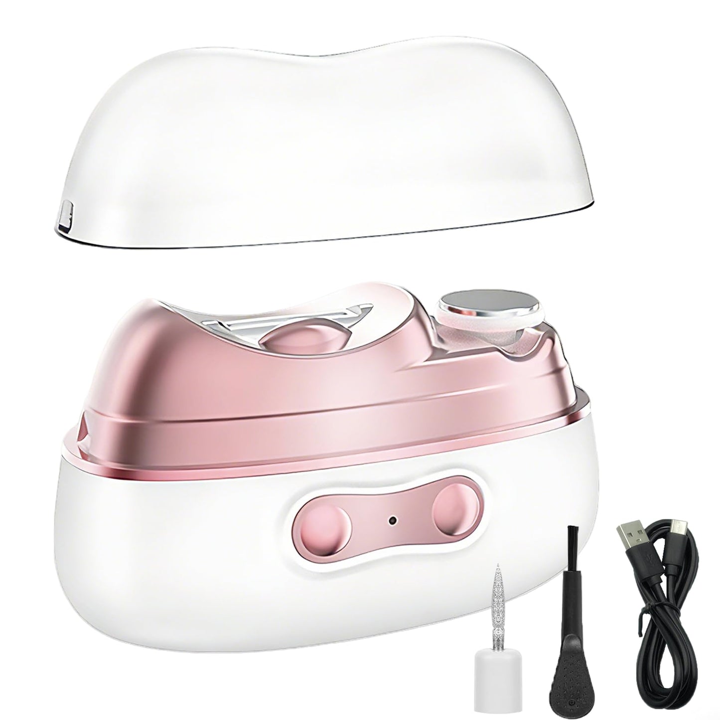 4 in 1 Electric Nail Clipper with Polisher, File & UV Light, Automatic Nail Trimmer with LED Light & Nail Scraps Storage, Rechargeable Nail Trimmer for Baby & Seniors(White)