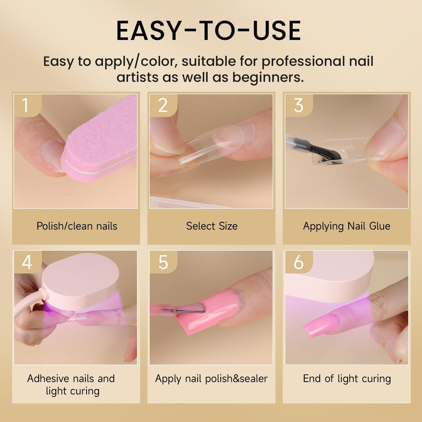 AORAEM Square Nail Tips, Pre-Shaped Clear Acrylic Fake Nails, Full Cover Half Matte Press On Nails for Home DIY Nail Salons, 600PCS Medium Square