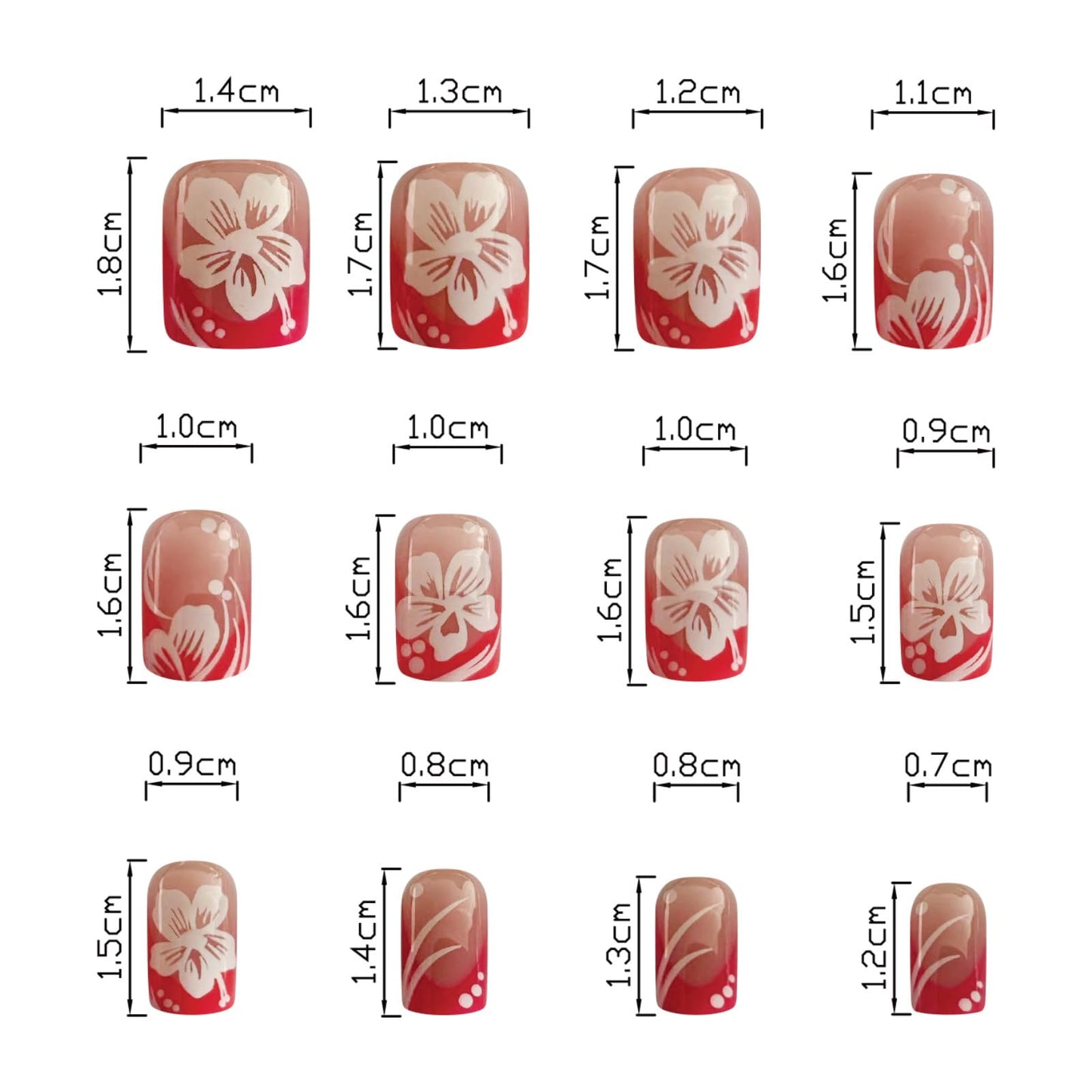 RTKHFZE Short Press on Nails French Tip Nails Press Ons Square Fake Nails with Pink and white Floral Designs False Nails Full Cover Acrylic Nail for Women and Girls 24Pcs