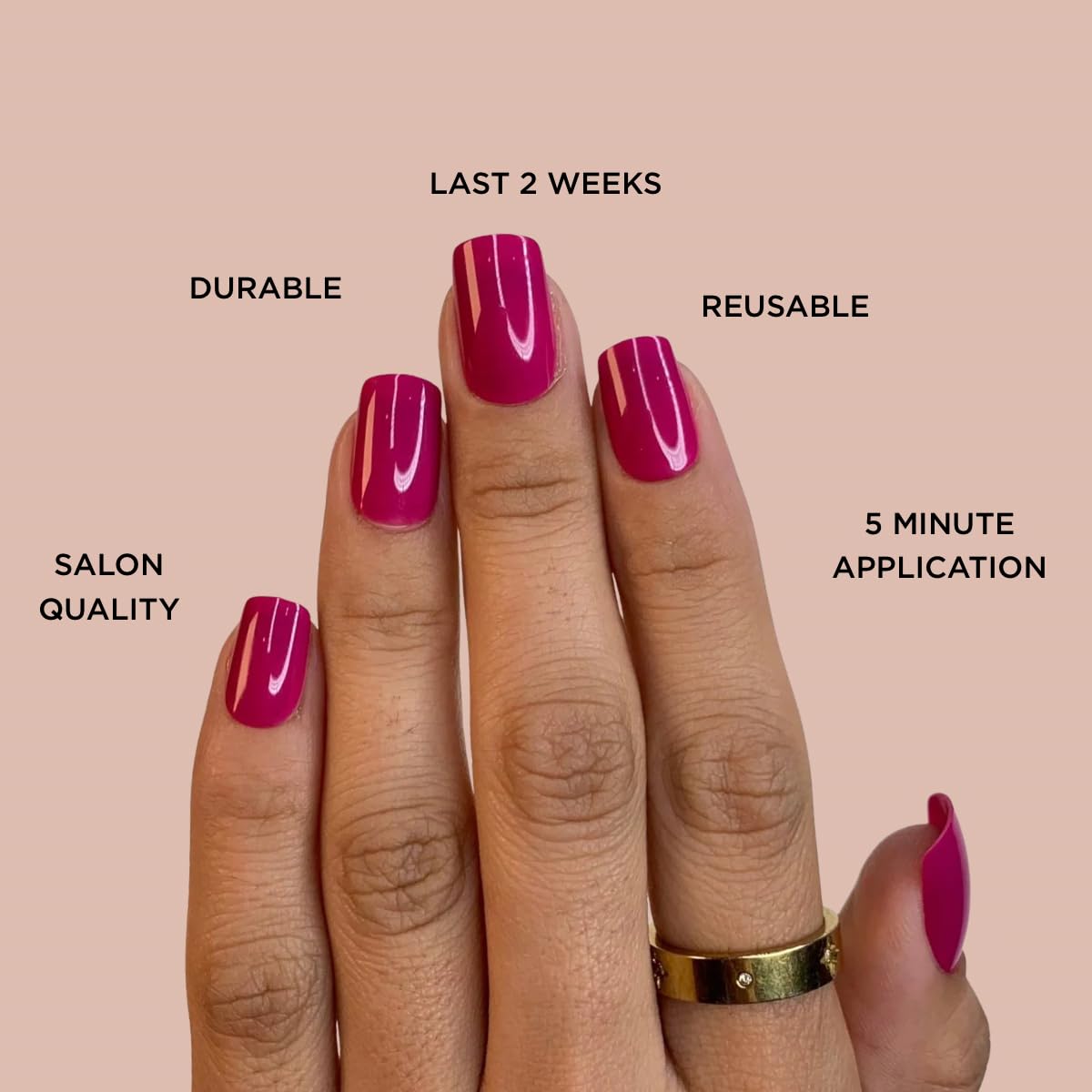 GLOSSY MAGENTA Press-On Nails by Lavaa Beauty | Medium Square | Magenta Purple Pink Glossy Nails