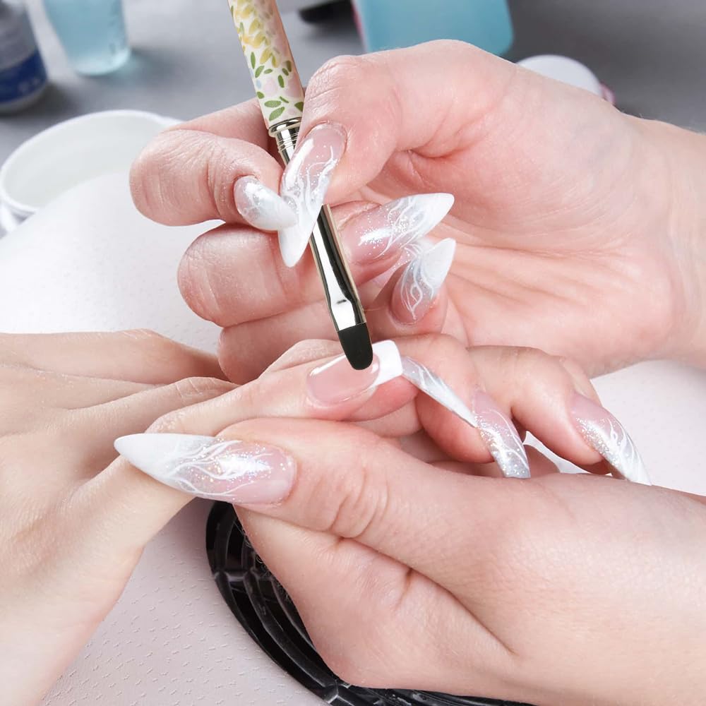 Nail Art Brushes Set YIHUALE 5PCS Gel Polish Nail Art Design Pen Painting Tools Fingernail Brush Nail Cleaning Brush Nail Art Liner Brush Leather Handle for Salon Gift for Girls Women
