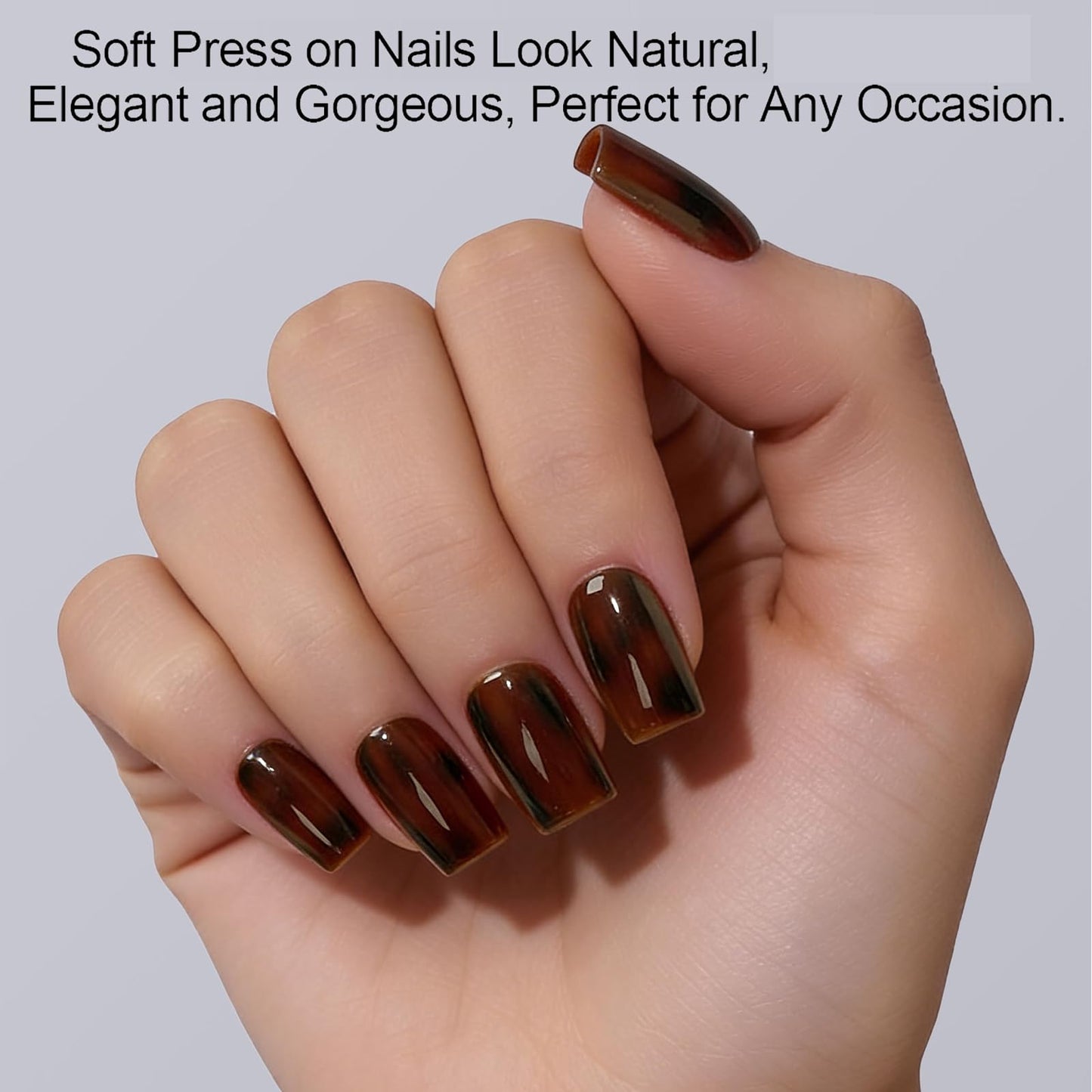 Dsixnails 150Pcs Tortoiseshell Short Square Press on Nails, Soft Gel Nail Tips 15Sizes, Long Lasting Reusable Fake Nails, Salon Quality Soak Off False Nail Tips for Women Girl Festival Gift