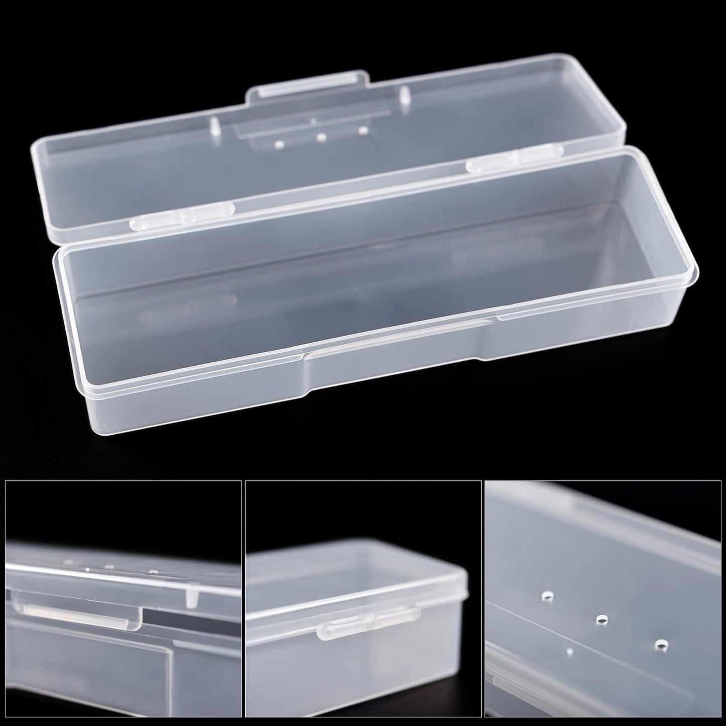 siyuwuro 4Pcs Transparent Storage Boxes For Nail Tool Professional Pedicure Manicure Tools Set Plastic Nail Art Tool Box Storage Case Nail Supplies, Pink