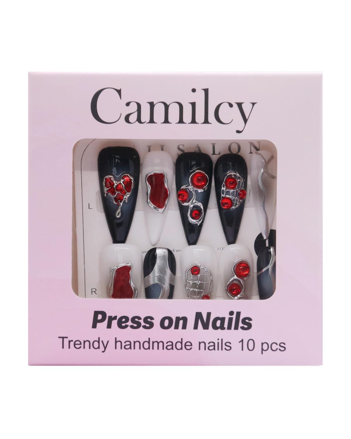 CAMILCY Handmade Nails Press on Almond Nail Pointed Green Gold Crystal Glitter Design Hand painted Reusable Gel UV Finished Pre shaped False Nails for Women 10pcs 3D Handmade Nails (A042, S)