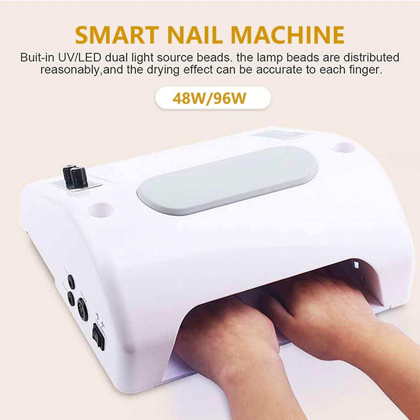 Kathring Nail Dryer Vacuum Multi-Purpose Manicure Machine, 5in1 UV Manicure Machine with 30,000rpm Electric Nail Drill, 96W UV LED Nail Lamp, 6W Table Lamp and Hand Pads for Salons and Homes