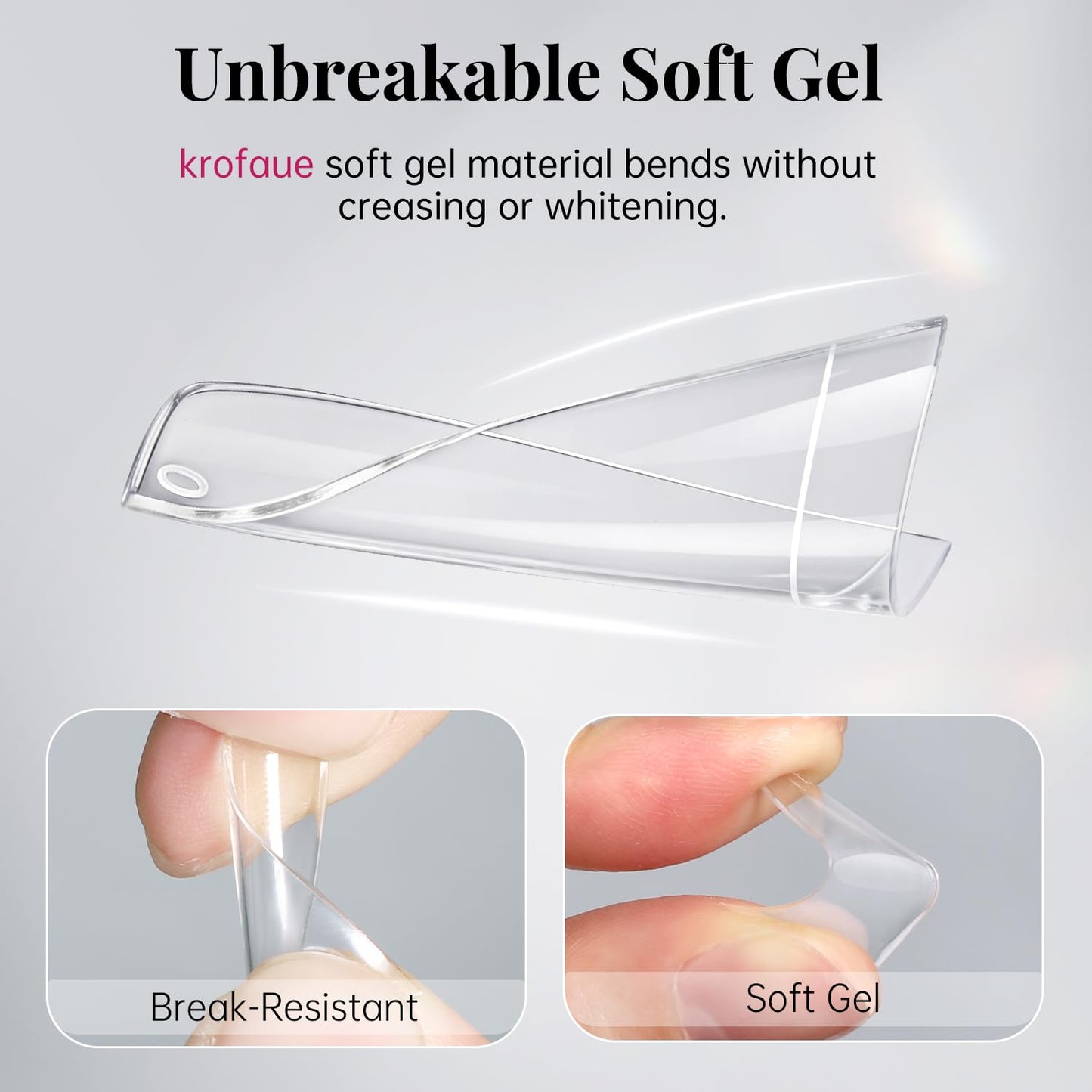 krofaue 600PCS Half Cover Coffin Nail Tips - Acrylic Nail Tips 12 Size Clear False Nails Tips with Box for Nail Salons and Home DIY (Clear)