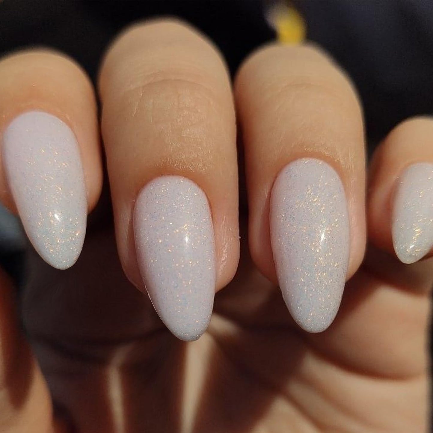 GLAMERMAID Nude Pink Press On Nails Short Almond, Handmade Jelly Soft Gel Nails Round Oval Fake Nails, Translucence Milk White Gel Nails Short Oval Natural Pure Medium Stiletto Stick Glue on Nails