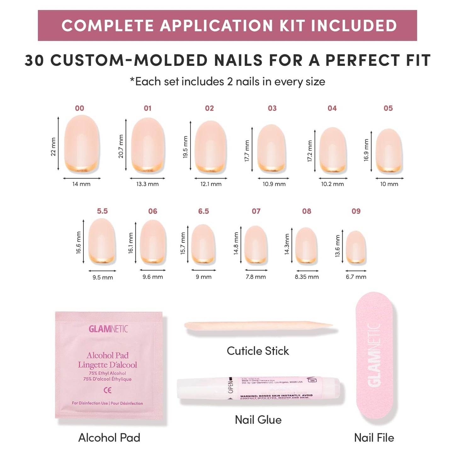 Glamnetic Press-On Nails Bundle - Candy Corn & Goal Digger | Short Oval Glazed Fake Nails with Ombre Design | Natural Short Round False Nails with Gold Foil | Durable, Salon-Quality Nail Kits