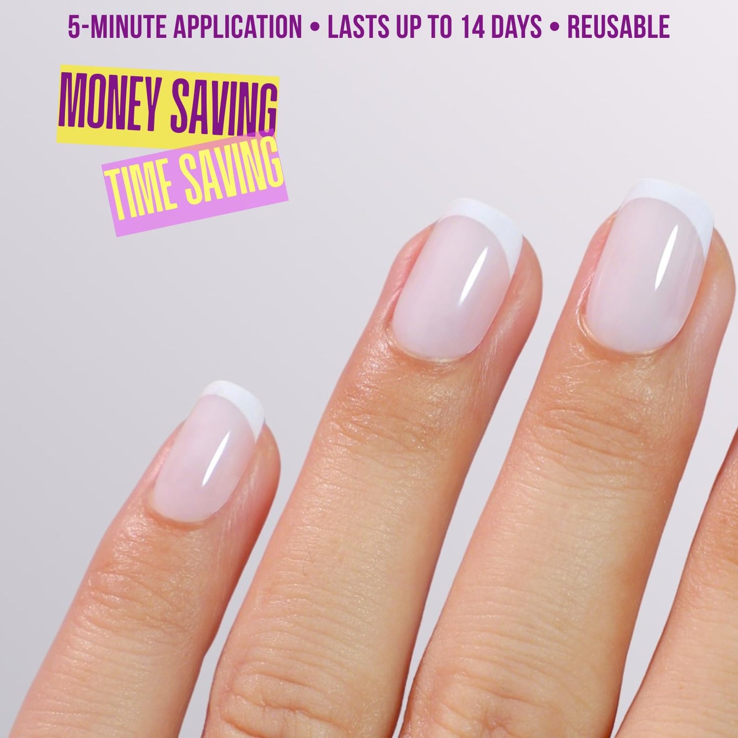 LAMIMOSA 32Pcs Milky White French Tip Press on Nails Short Square - Soft Gel Fake Nails in 16 Sizes, Reusable Glue on Nails Kit, False Nails, MILKY FRENCHY