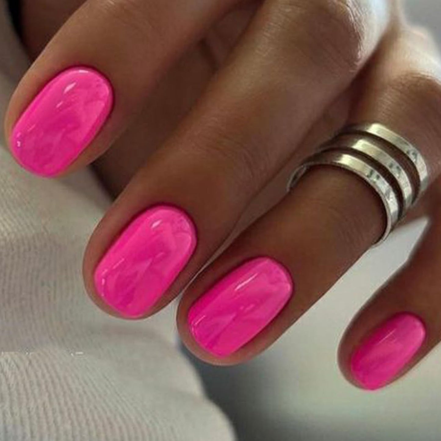 GLAMERMAID Press On Nails Short Squoval with Press on Toenails Sets,Hot Pink 48 Pcs Nails Press Ons,Hand and Toenails Sets for Women
