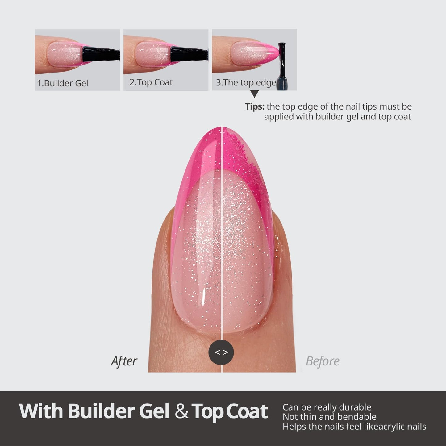 BTArtboxnails XCOATTIPS 5 Brighter Pastel French Tip Press on Nails - Long Stiletto, Cat Eye Base, 4-Week Wear, Easy-to-Apply, Soak Off, Salon Quality Value at Home, 16 Size - 160 Fake Nails