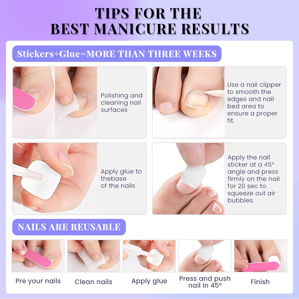 evpct Pearl White Cateye Press on Toenails for Women, Glossy Glitter Fake Toe Nails Women Girls Gift, Soft Gel Press Stick On Toenail with Kit Perfectly Fit Full Cover Reusable Cateye Fake Toenails