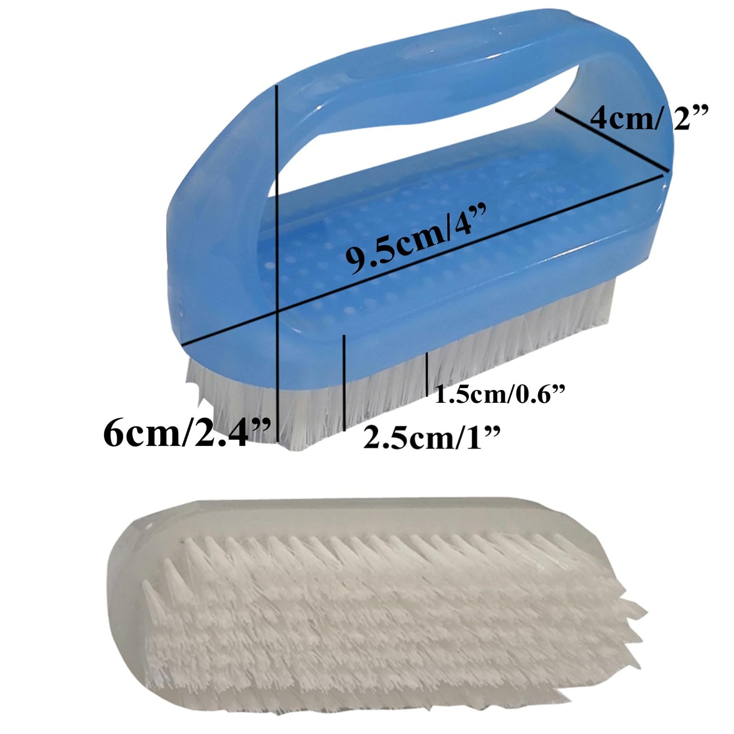Coralpearl Nail Brushes X 2 for Cleaning Hands, Fingers, Feet & Toes with Cuticle Cleaner, Small Soft Nylon Bristle Scrub Set with Handle for Fingernail Manicure & Toenail Pedicure