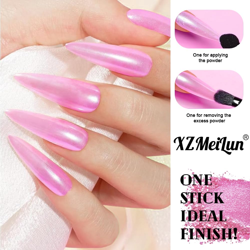 XZMeiLun Chameleon Chrome Nail Powder, Big-Capacity 0.8g Aurora Green Turns Silver Mermaid Aurora Powder Pigment Pearlescent Nail Art Glitter Decoration, Can mixed With Builder Gel Nail Polish For Use