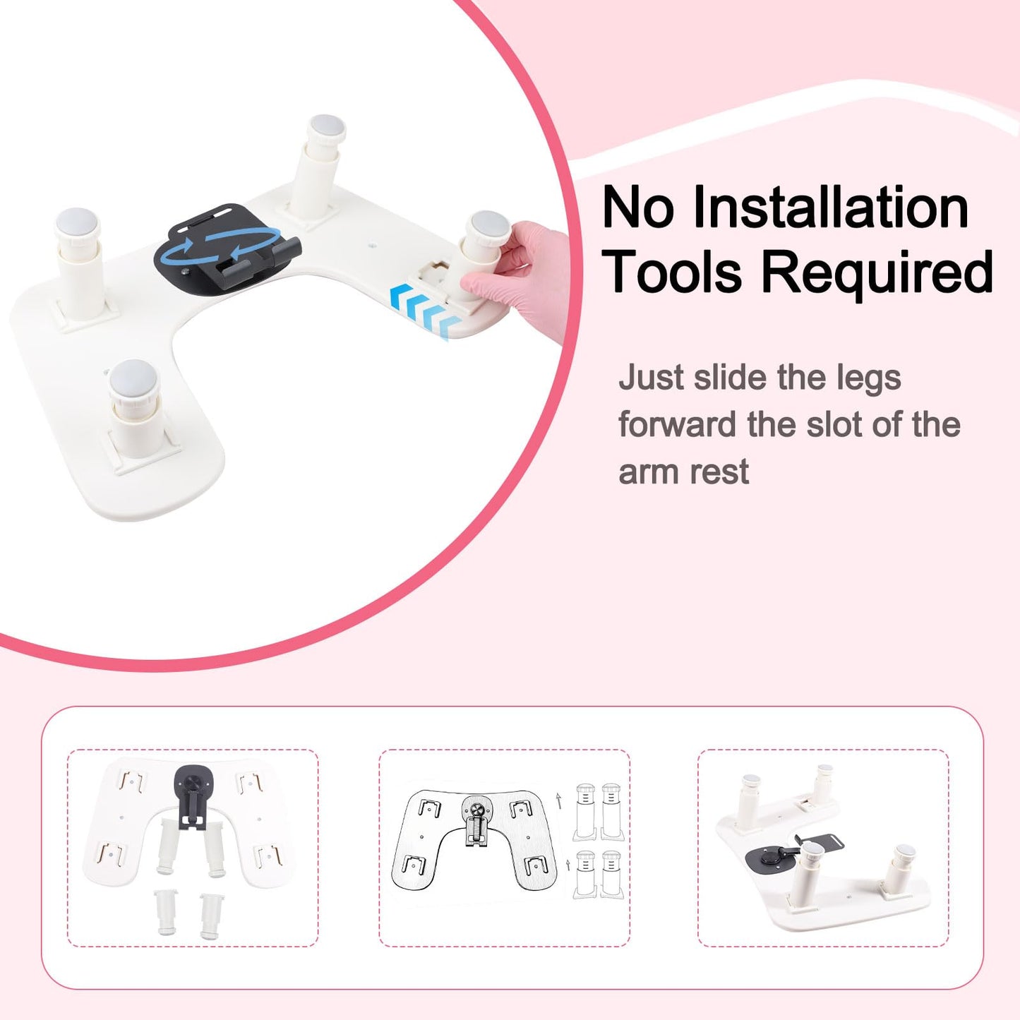 Arm Rest for Nails Tech with Nail Table Mat and Phone Holder,Adjustable Base U-shaped Manicure Nail Hand Rest Stand Pillow Cushion (White)