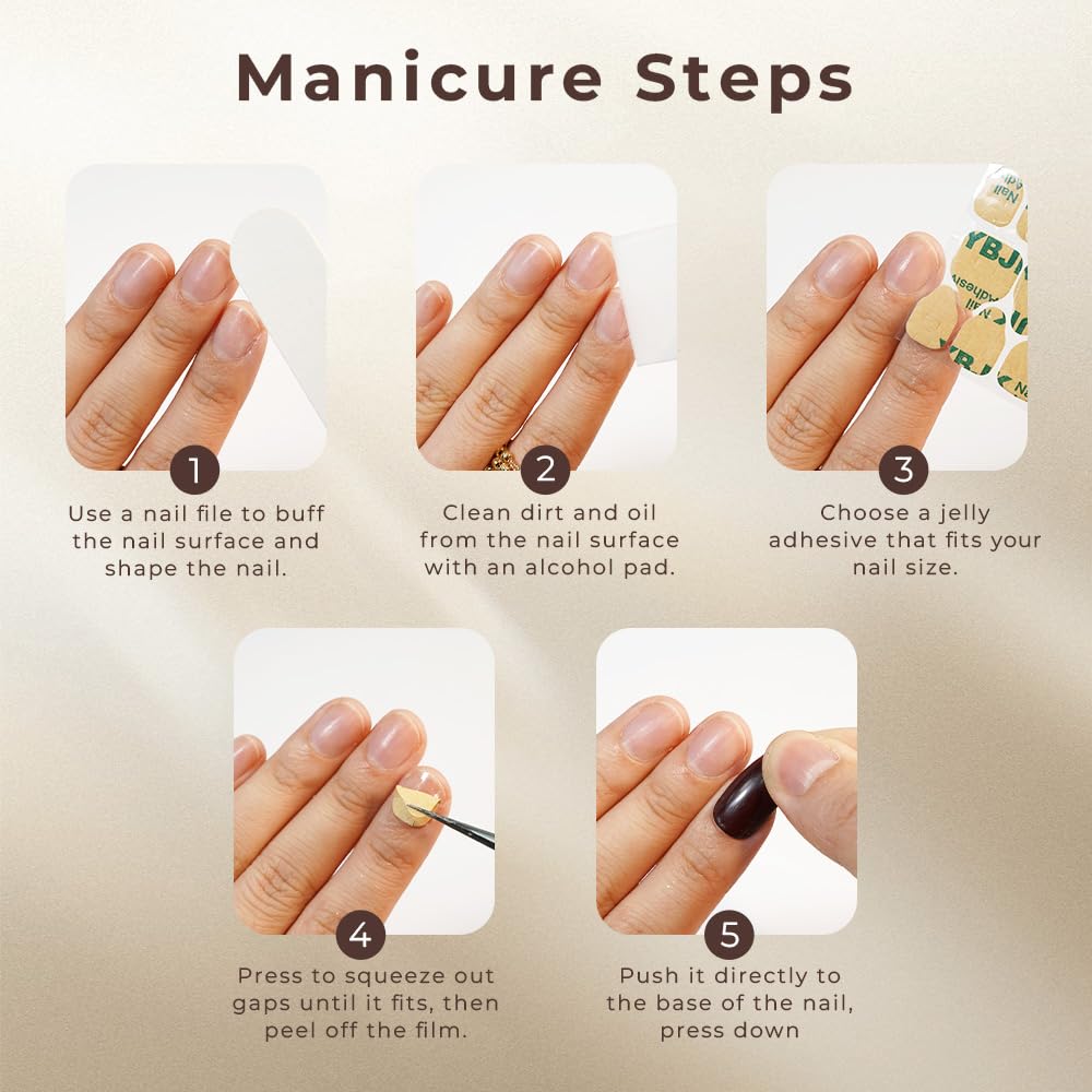 Nelaoco 10PCS Handmade Press On Nails REUSABLE 3D Gel Fake Nails Acrylic Slim Natural Profile Glassy Shine & Detail-Focused Finish (Gardenia Frost - S)