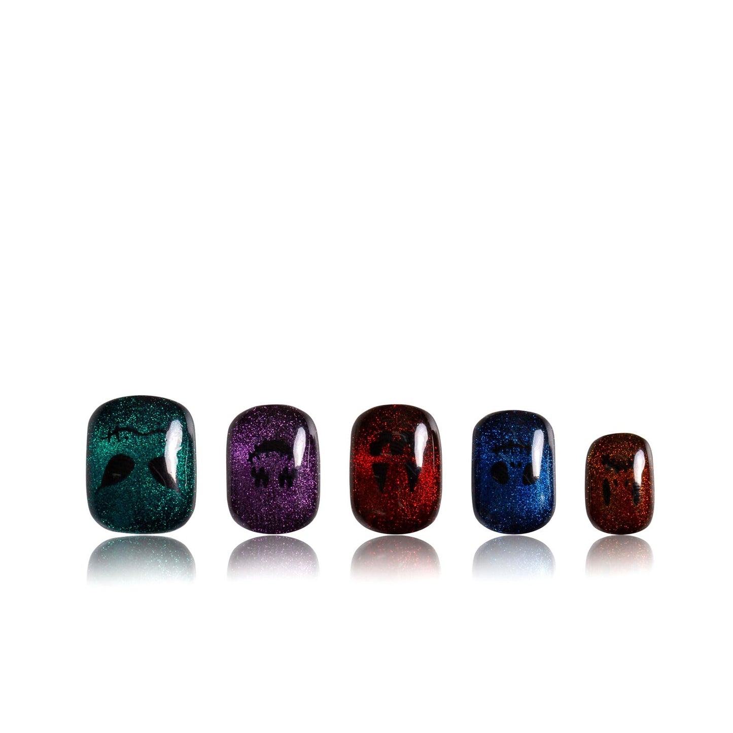 LOVFUL Press on Nails Spectral Jack-o'-lantern| Handmade with Full Covered Crystals | Reusable Fake Nails | Square Short 0.8 in | H336-S