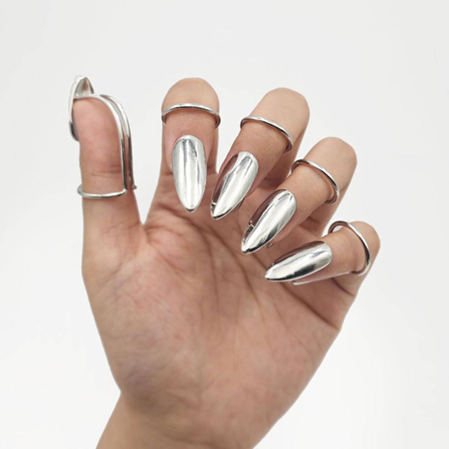 Kangnice Of 5 Edgy Metal Nails Rings Sophisticated Alloy Finger Jewelry for Trendy Fashion Statements and Bold Everyday Looks Finger Jewelry