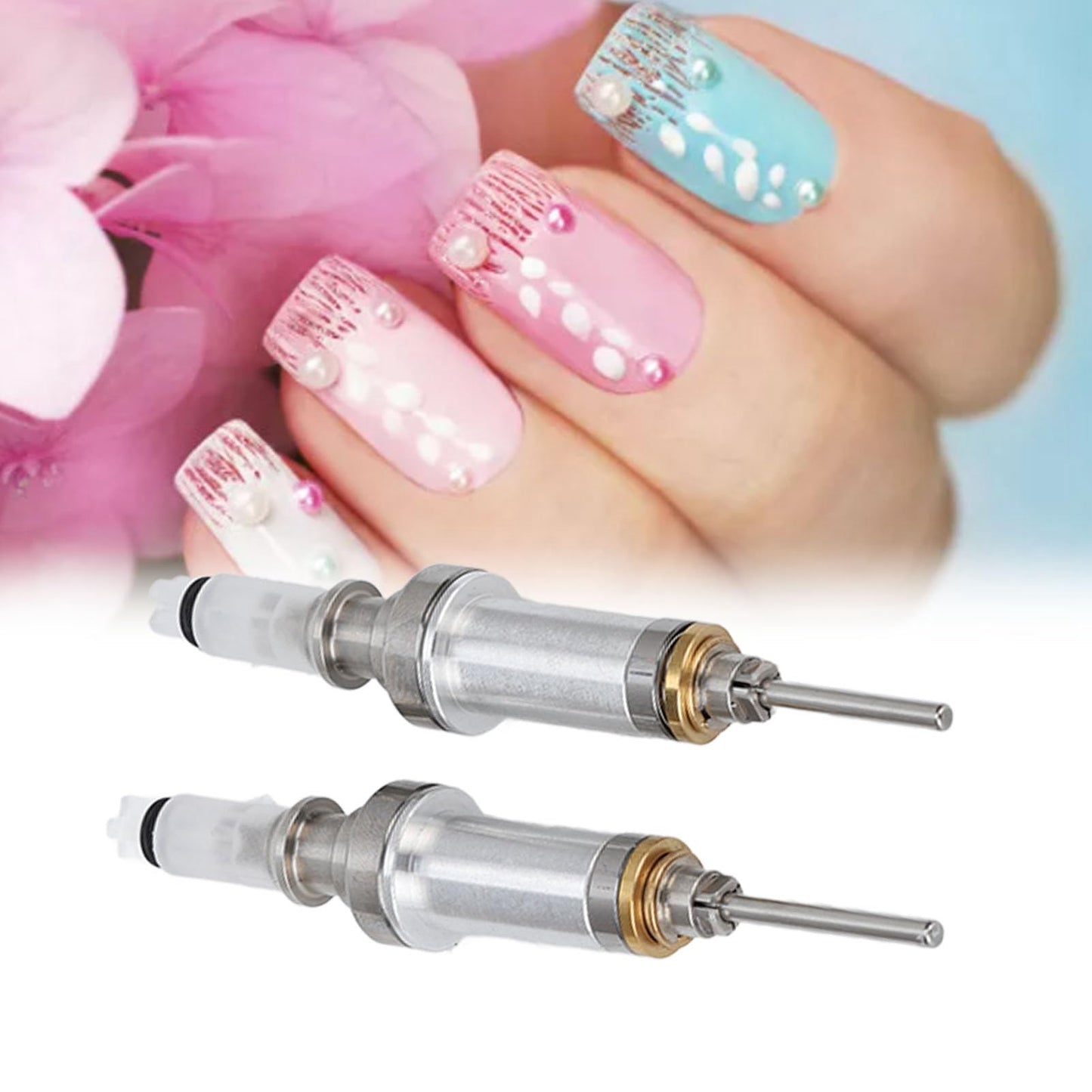 Nail Drill Spindles, 2Pcs Nail Drill Spindle Complete Set Nail Polisher Handle Professional Electronic Machine Bearing Nail Drill Accessories Kit for Nail Salon Manicure Pedicure