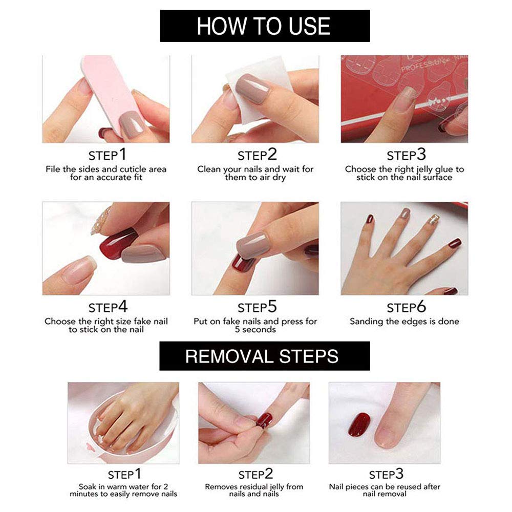 YoYoee Diamond Inlaid Manicure French Press on Nails Gradient Fake Nails Long Coffin False Nails Acrylics Full Cover Tips for Women and Girls 24PCS