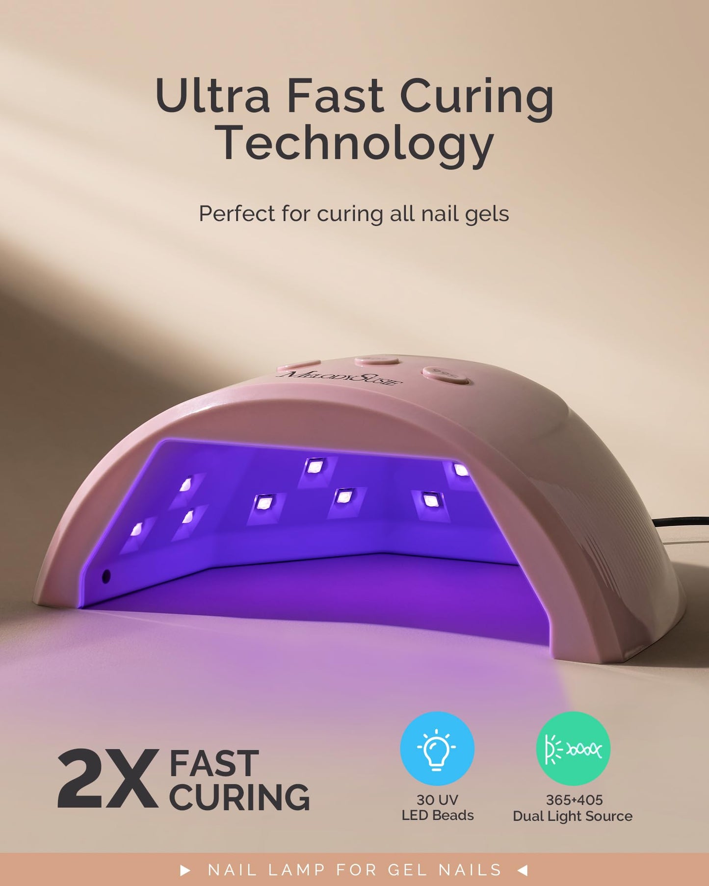 MelodySusie UV Nail Lamp, Plus30F UV Light for Gel Nails LED Nail Dryer with 3 Timer Short Almond Nail Tips - 600Pcs Clear Acrylic