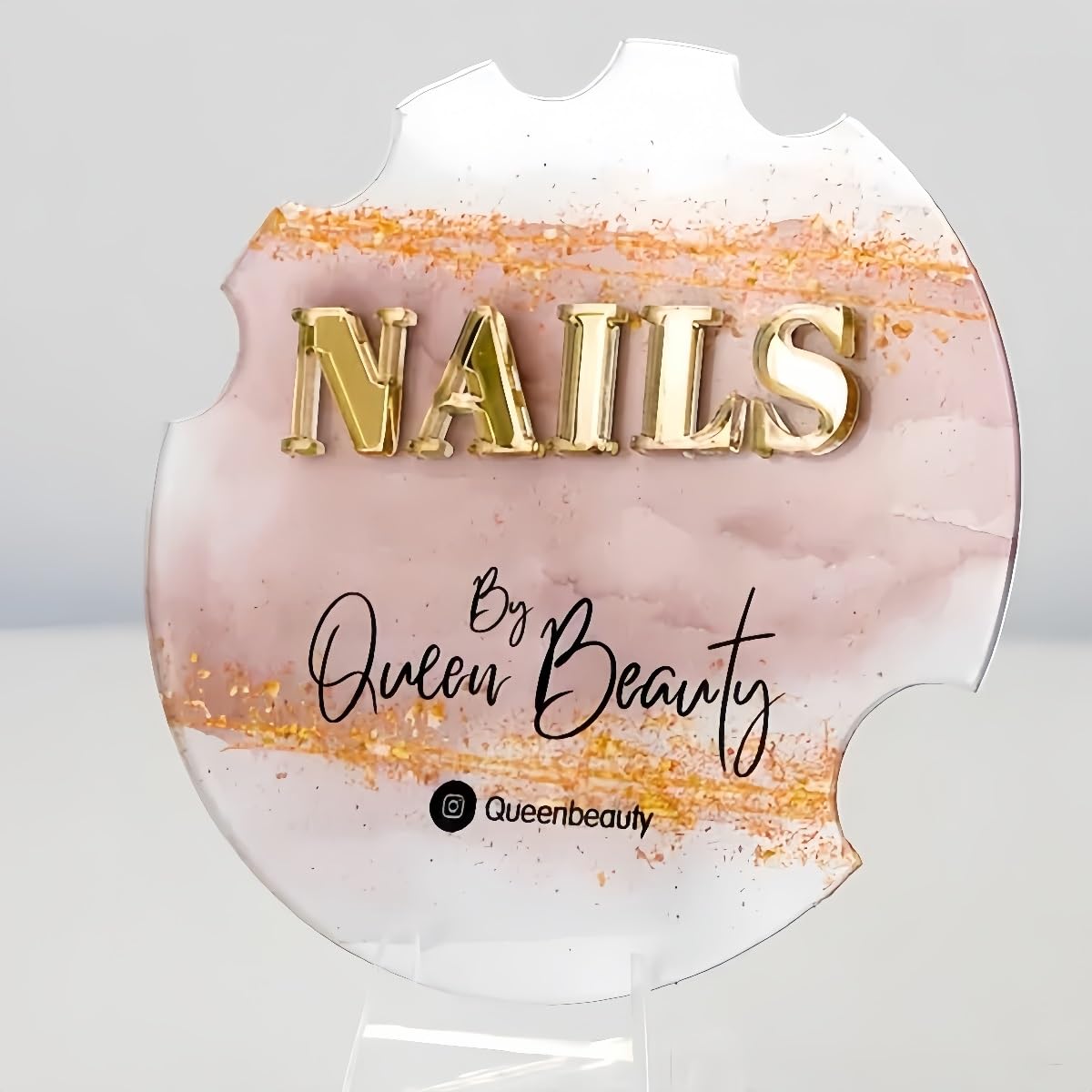ZYDZKA Custom Nail Salon Prop, Personalized Acrylic Nail Art Board 3D Nailfie Disc with Fashion Design, Reusable Photo Background for Nail Art, Portable Advertising Display Prop for Nail Techs‌