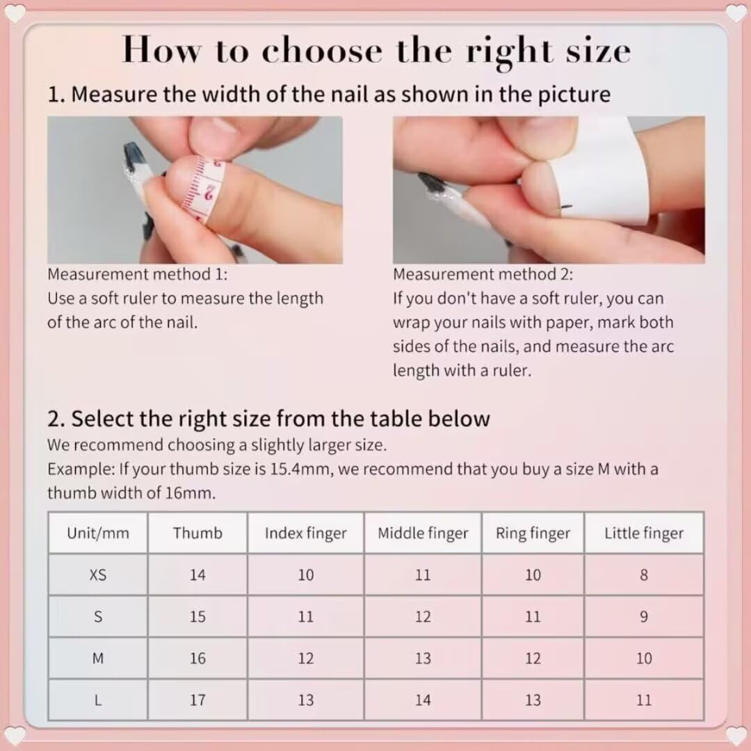 MAGLFELL Press On Nails, 10 Pcs Handmade French Stiletto Fake Nails, Reusable Artificial Unique 3D False Nails for Women 3D Acrylic Nails Kit (Size S)