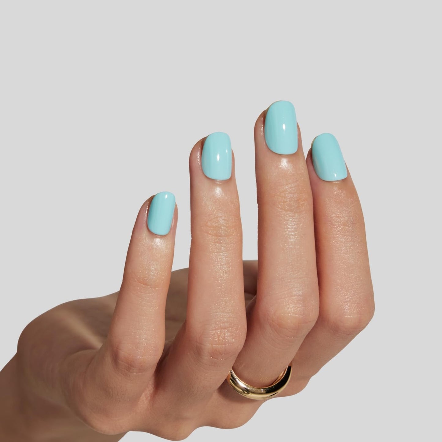 LAMIMOSA 32Pcs Press On Nails Extra Short Round, Aqua Blue Fake Nails with Glue, Soft Gel Baby Blue Nails in 16 Sizes, Reusable Glue On Nails Kit, Spring Summer Extra Small Nails, MINTY AQUA