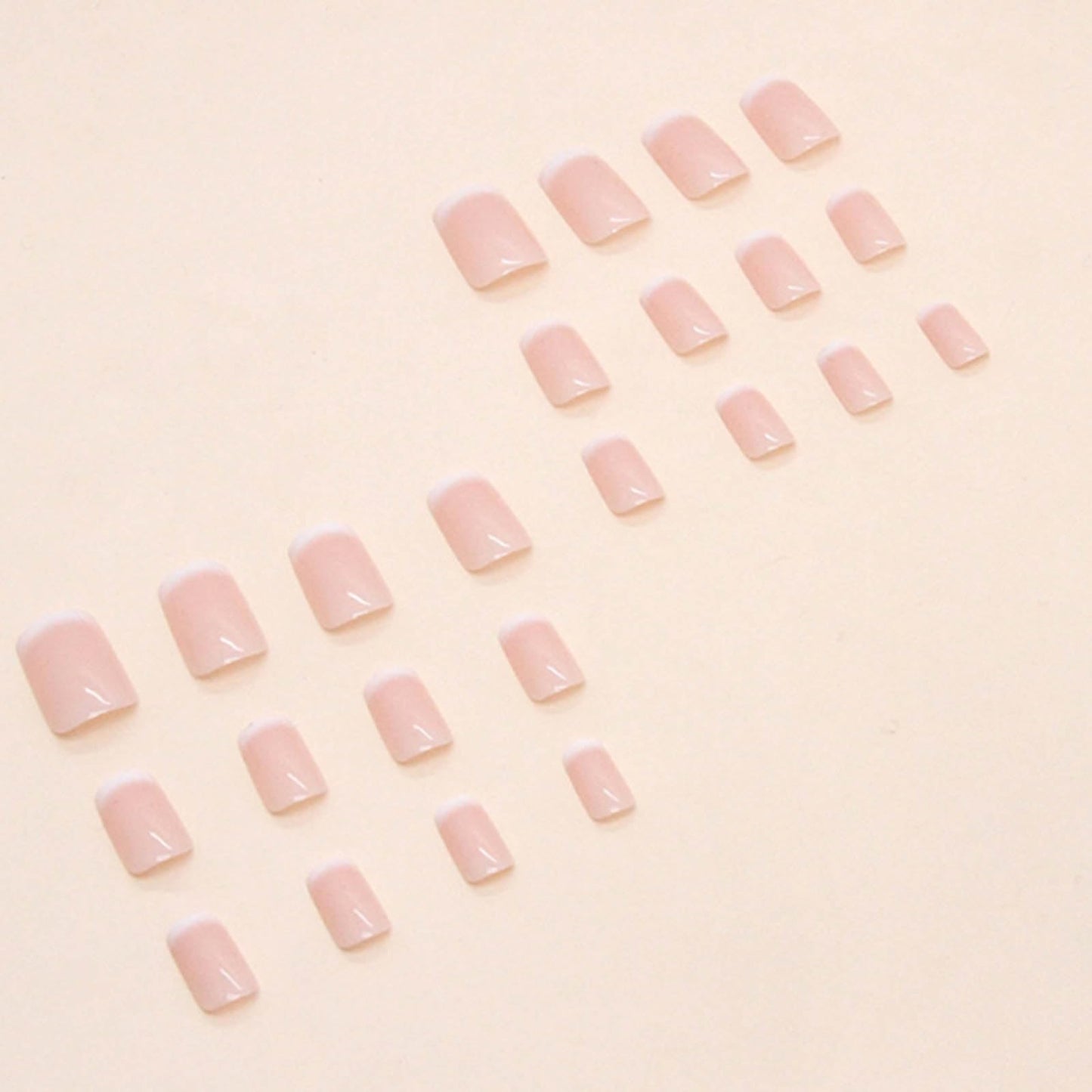 DANMANR Short Press on Nails Square Fake Nails Full Cover Nude Acrylic French False Nails for Women and Girls24PCS (Pink White)