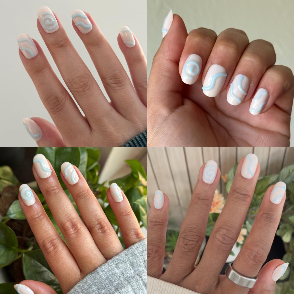 Olive & June Maximalist Instant Mani Press-On Nails (Glue) | 42 Fake Nails, 21 Sizes | Non-Toxic, Long-Lasting Big, Bold Gorgeous Realistic Look | Salon-Quality at Home | Short, Round | Puffy Swirls
