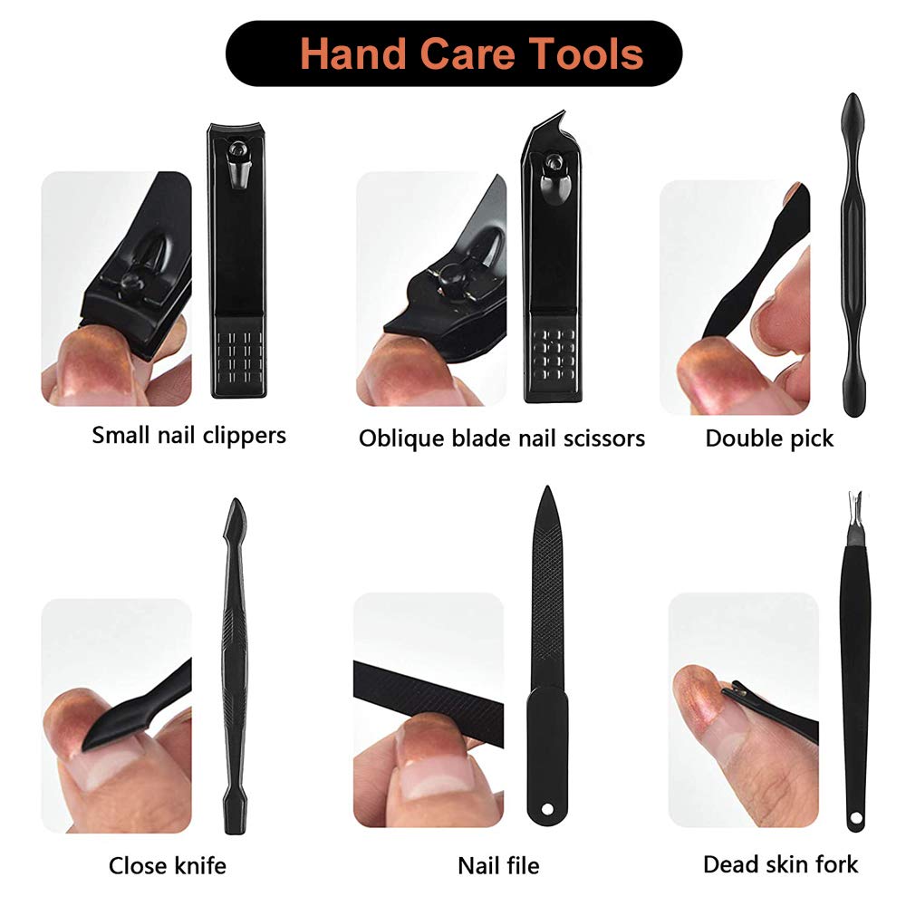 Manicure Set, Pedicure Kit, Nail Clippers, 16 in 1 Professional Grooming Kit Stainless Steel, Toenail Tools with Luxurious Brown Leather Travel Case for Men Women Upgraded Version