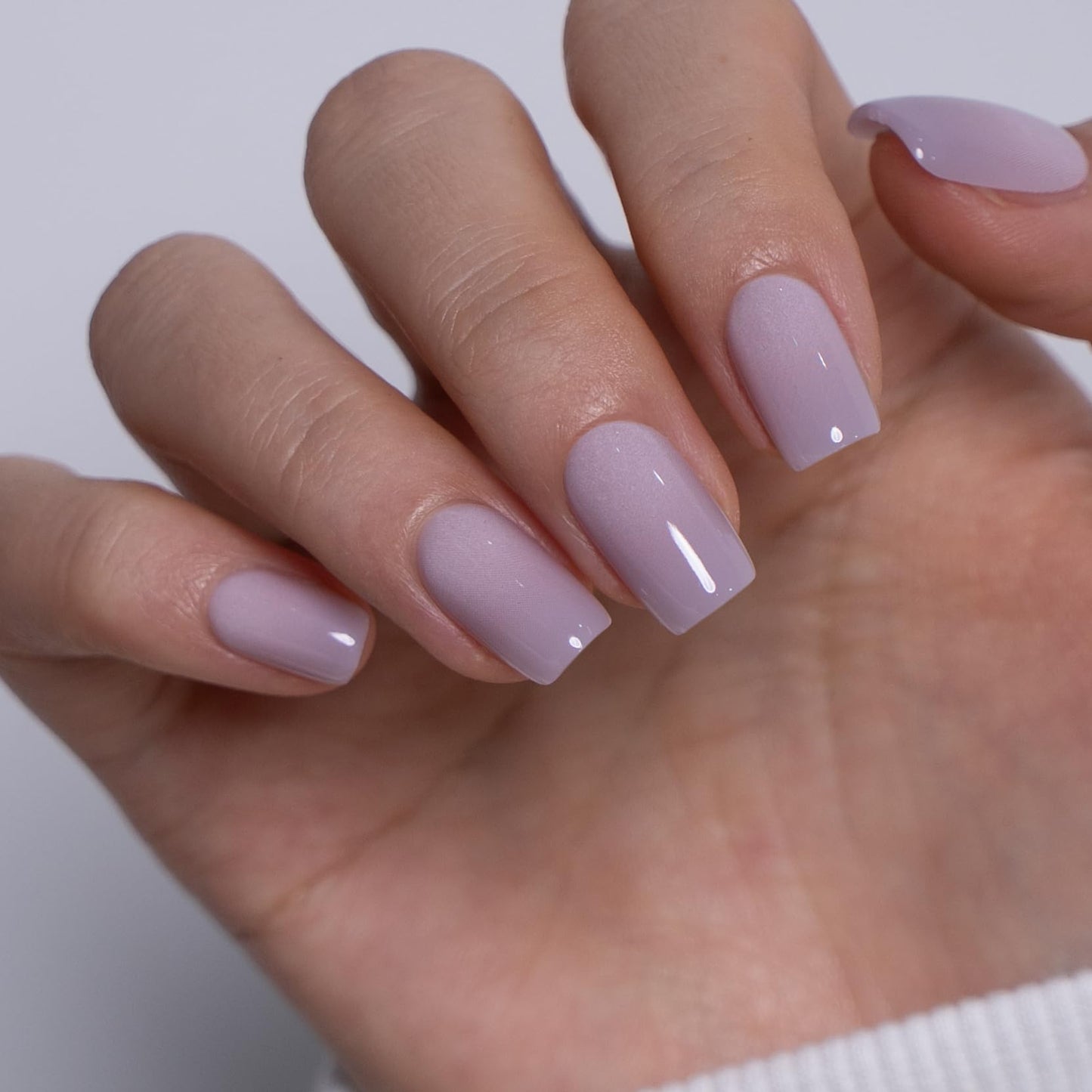 CurvLife Soft Gel Square Press-On Nails Medium, Reusable Fake Nails with Glue & Adhesive Tabs, 30PCS Salon-Quality Stick-On Nails for At-Home Manicure (Misty Blush)