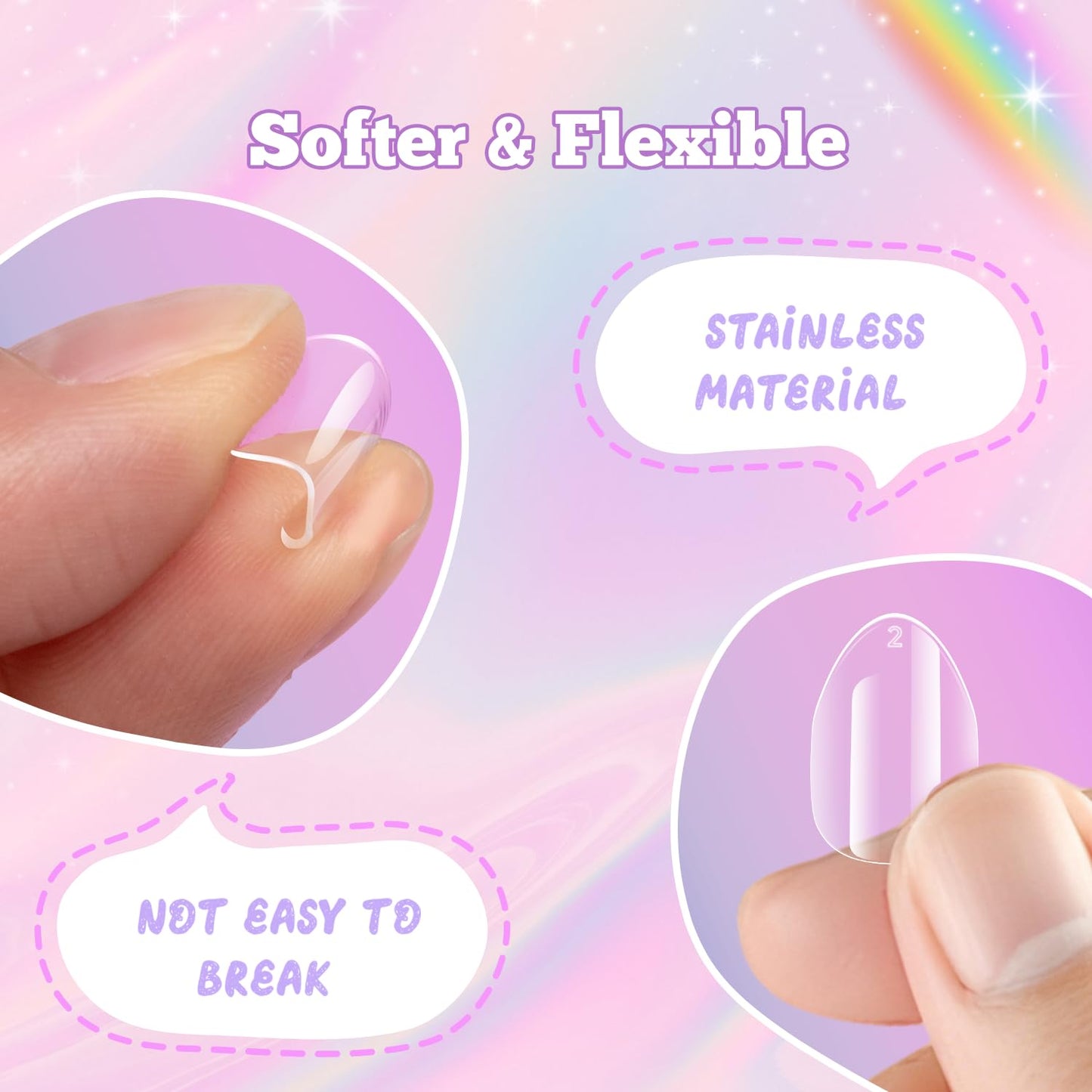 Krofaue Kids Nail Art Bundle, 40g Solid UV Curing Nail Glue Gel + 240PCS Extra Short Almond Soft Gel Nail Tips, 12 Sizes Full Well Clear Fake Nails Manicure Kit for 9-12 Years Old Girls, Home DIY