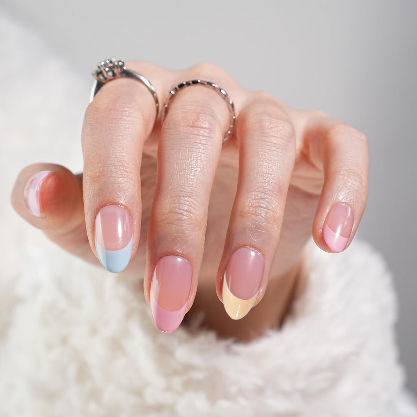 SXC Cosmetics Press On Nails - 011 Pastel Party | X5 Signature Series - Short Almond X-Pro Tips Fake Nails, Salon Quality Nails 16 Sizes - 160 pieces Nail Kit with Glue