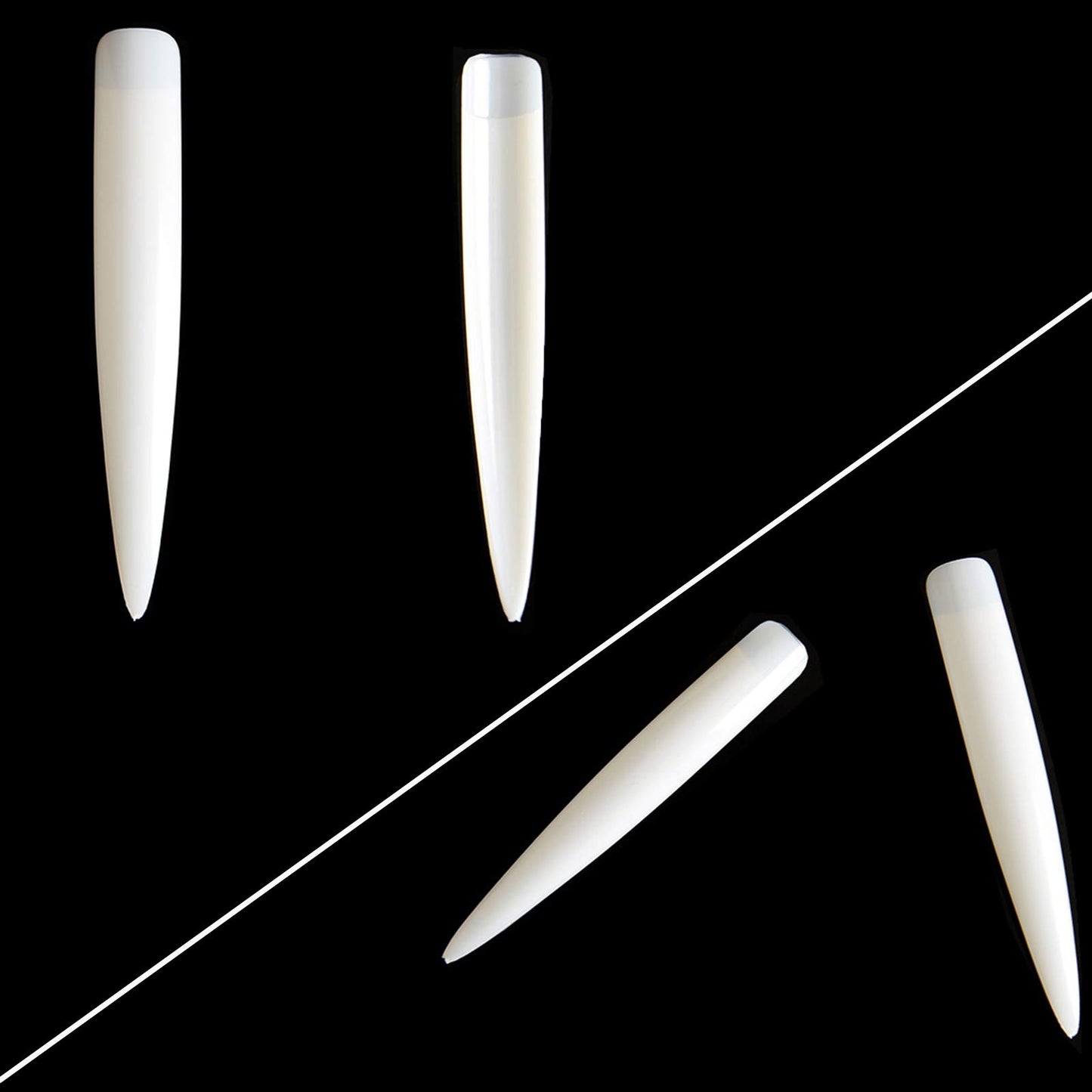 120 Pcs Stiletto Nail Tips Extra Long Sharp False Nail Art Tips Acrylic Fake Nail Tools Kit for Cosplay Bride (Natural)