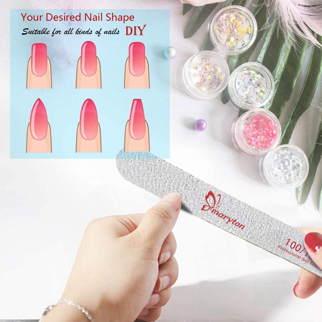 Nail Files and Buffers, 10 PCS Nail Buffer Blocks and 12 PCS Nail Files Manicure Tools Set for Acrylic Nails