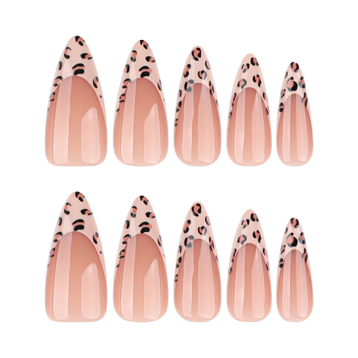 Long Almond Press on Nails Nude Pink Fake Nails with French Tip Cat Eye Press ons Acrylic Nails False Artificial Full Cover Stick on Nails for Women Girls 24 Pcs