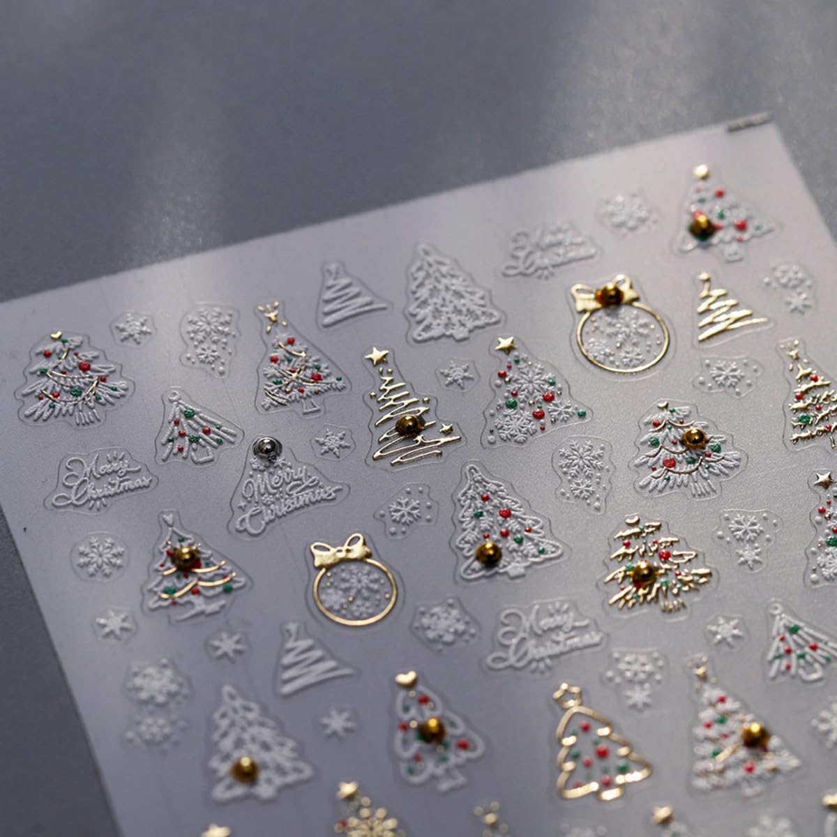 Christmas Nail Sticker 5D Embossed Xmas Tree Rhinestones Snowflake Nails Art Sticker Self Adhesive Nail Decals Winter Nail Art for Women Manicure Supplies Nails Art Decorations