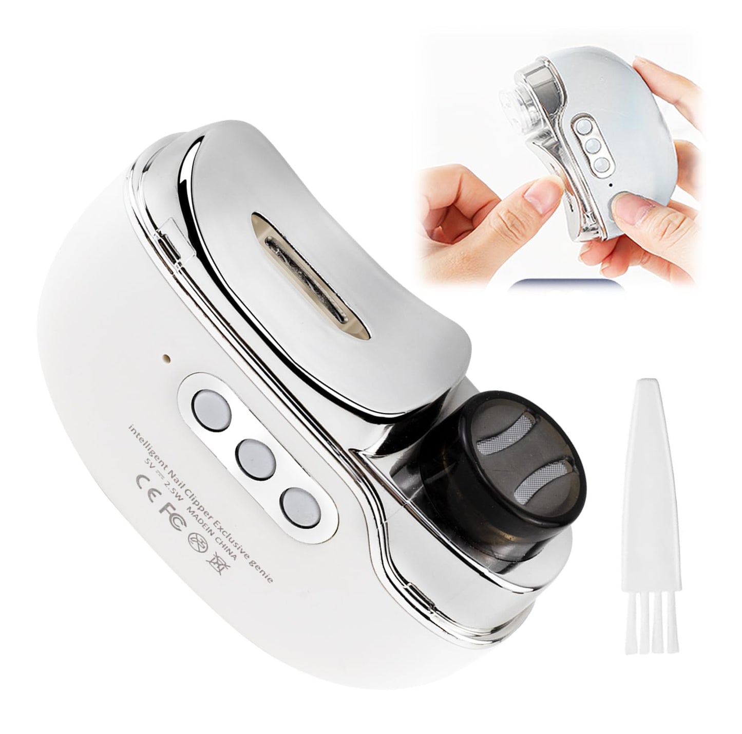 ESUOHYM Upgraded 3-in-1 Electric Nail Clipper with Collector & LED Light, Automatic Electric Fingernail Clippers for Women Man, Nail File Nail Trimmer for Baby Kids Adults Senior