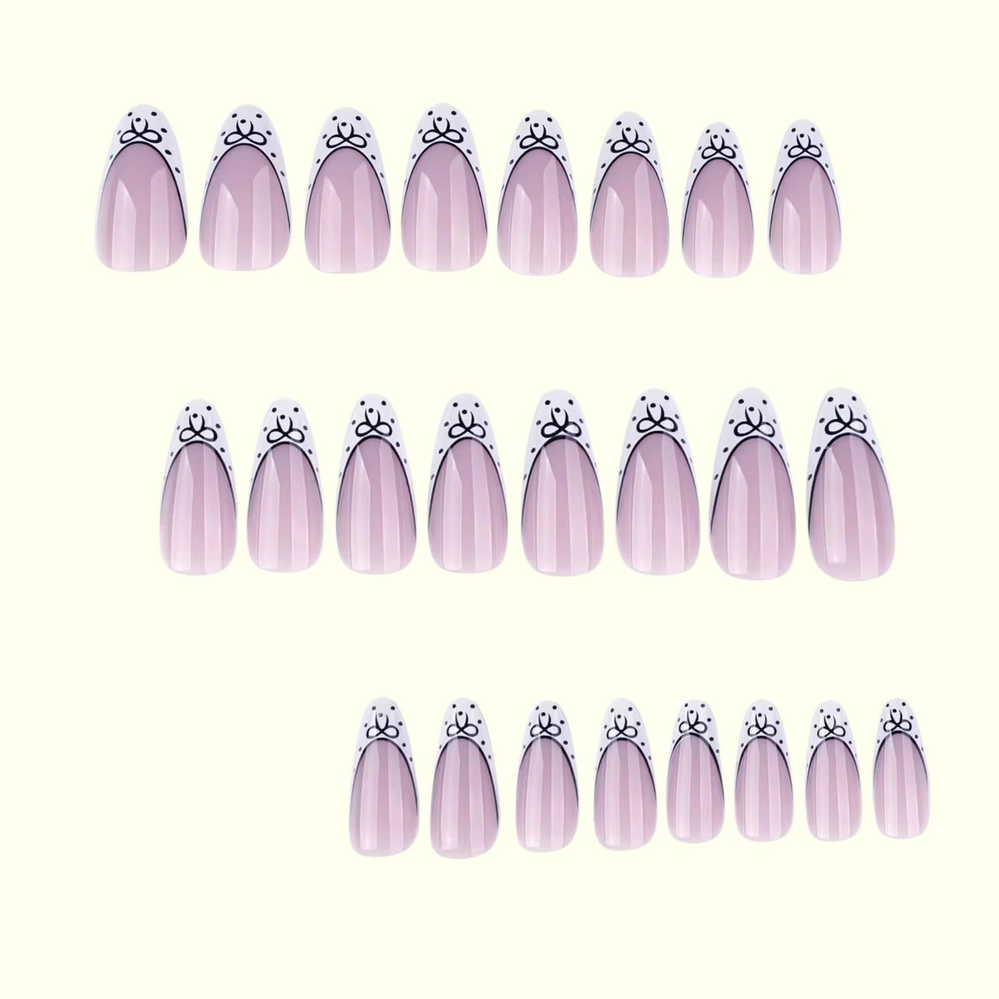24 Pcs Press On Nails Short, Soft Gel Fake Nails, Glossy, Durable & Reusable, Easy to Apply Glue On Nails for Women By Bows And Knots