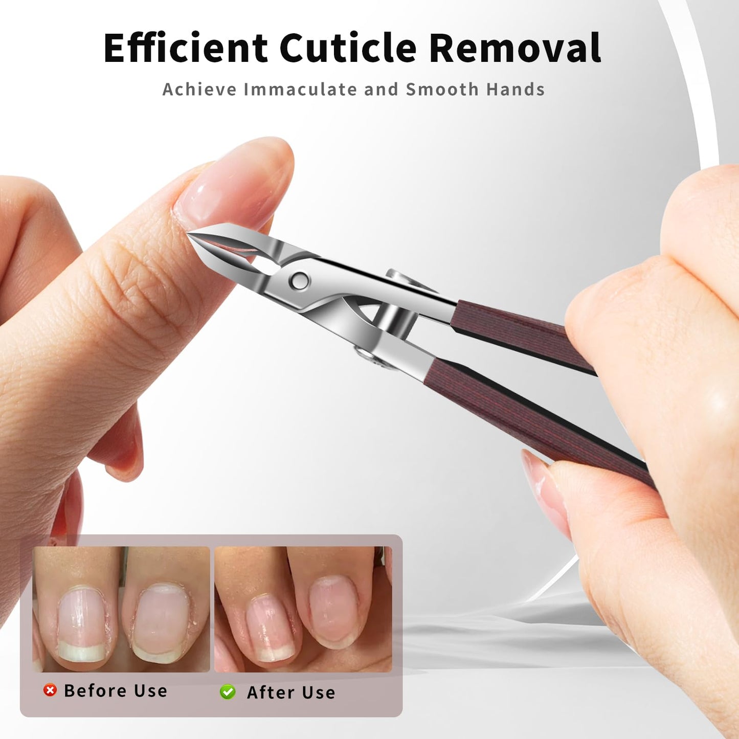 Professional Stainless Steel Cuticle Nippers for Manicurists, Safe Lock Cuticle Trimmer with G10 Non-Slip Handle and Splash Guard for Salon and Travel (Oval Red D)